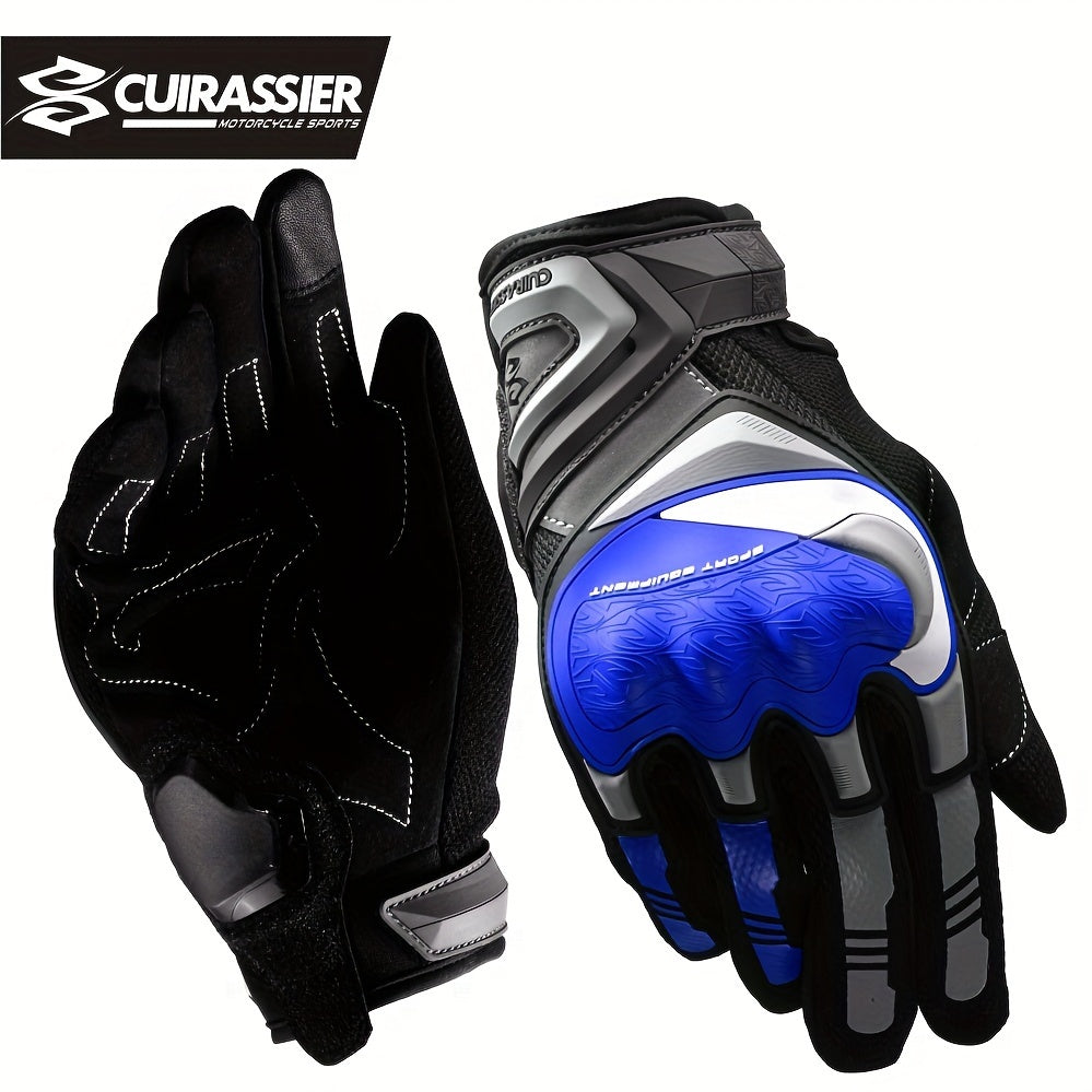 Full Finger Breathable Cuirassier Motorcycle Gloves with Night Reflective Touch Screen for Outdoor Riding Motorbike Scooter ATV