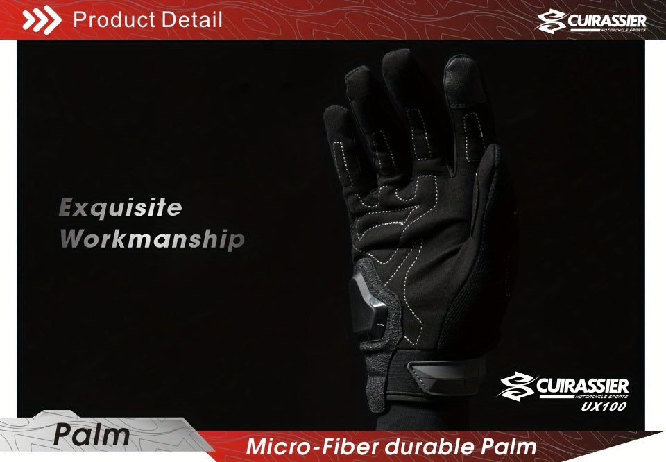 Full Finger Breathable Cuirassier Motorcycle Gloves with Night Reflective Touch Screen for Outdoor Riding Motorbike Scooter ATV