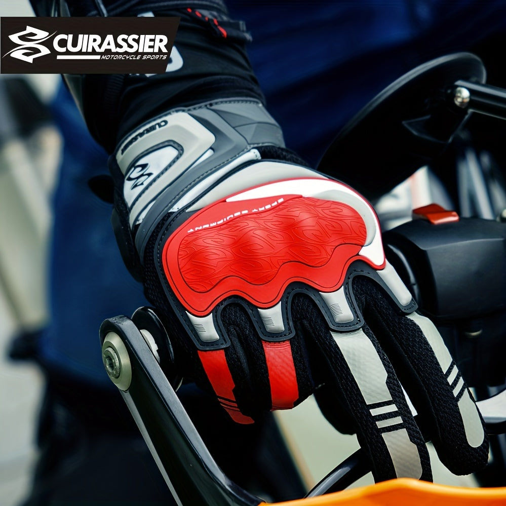 Full Finger Breathable Cuirassier Motorcycle Gloves with Night Reflective Touch Screen for Outdoor Riding Motorbike Scooter ATV