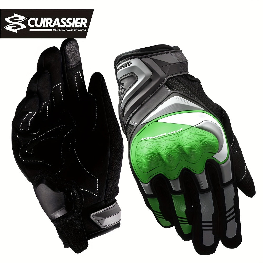 Full Finger Breathable Cuirassier Motorcycle Gloves with Night Reflective Touch Screen for Outdoor Riding Motorbike Scooter ATV