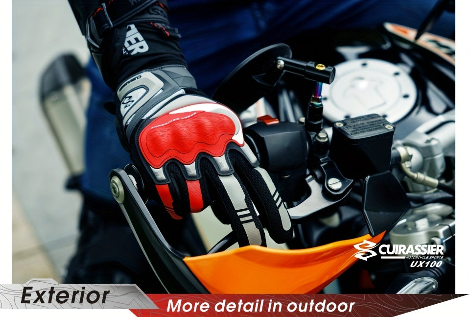 Full Finger Breathable Cuirassier Motorcycle Gloves with Night Reflective Touch Screen for Outdoor Riding Motorbike Scooter ATV