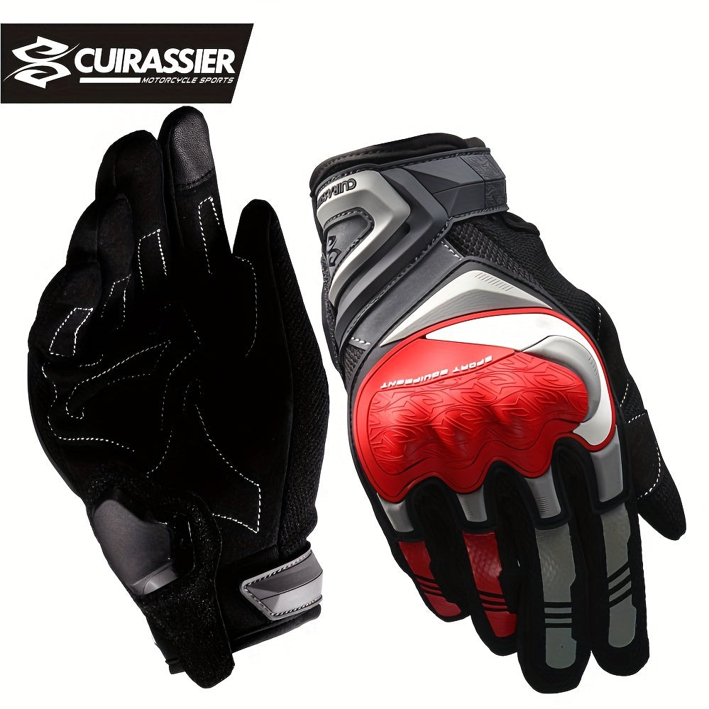 Full Finger Breathable Cuirassier Motorcycle Gloves with Night Reflective Touch Screen for Outdoor Riding Motorbike Scooter ATV
