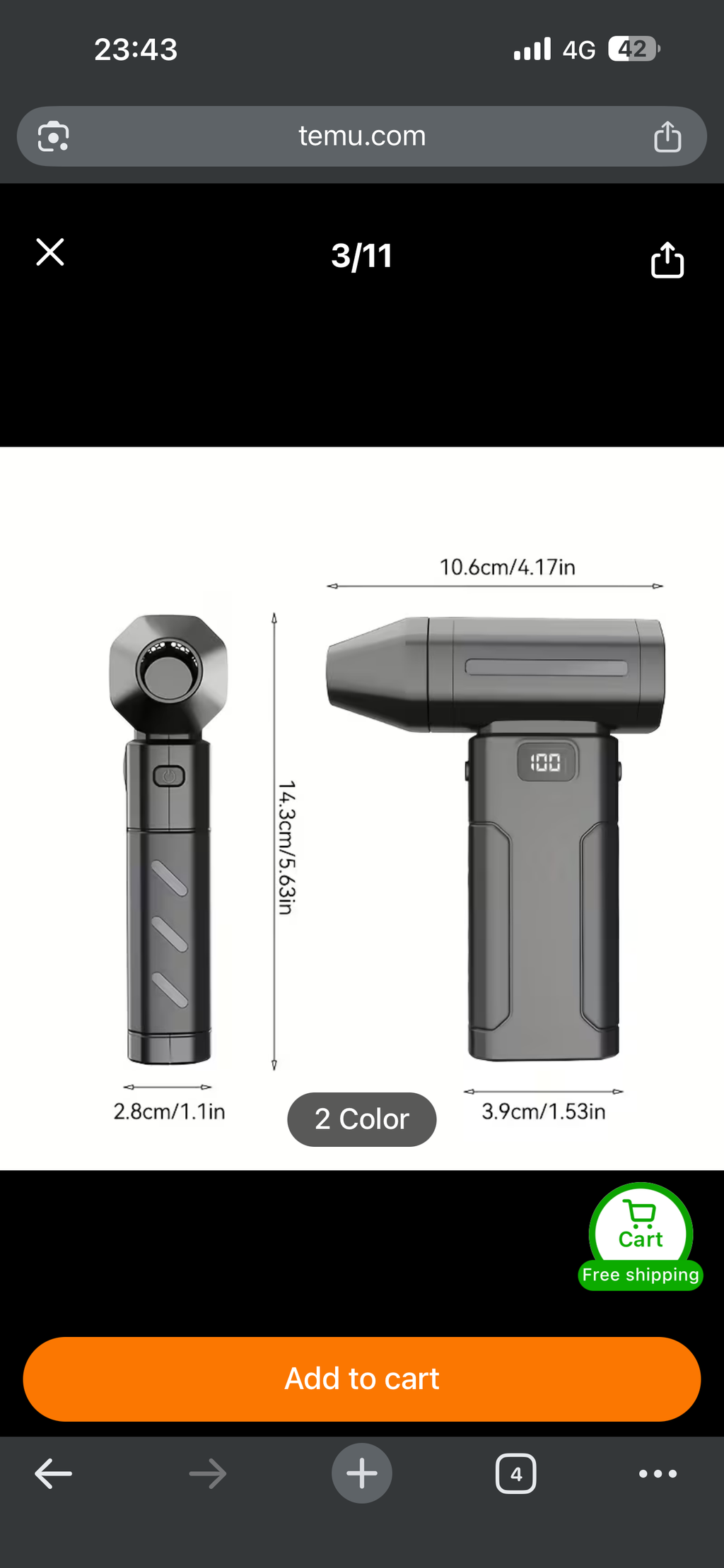 Mr Pro 1 Handheld USB Rechargeable Fan | 6-Speed High Pressure, 100K RPM Super Power Turbo Blower, 3000mAh Battery, Cooling Air Effect for Travel/Camping/Outdoor, Cordless with Electric Air Duster