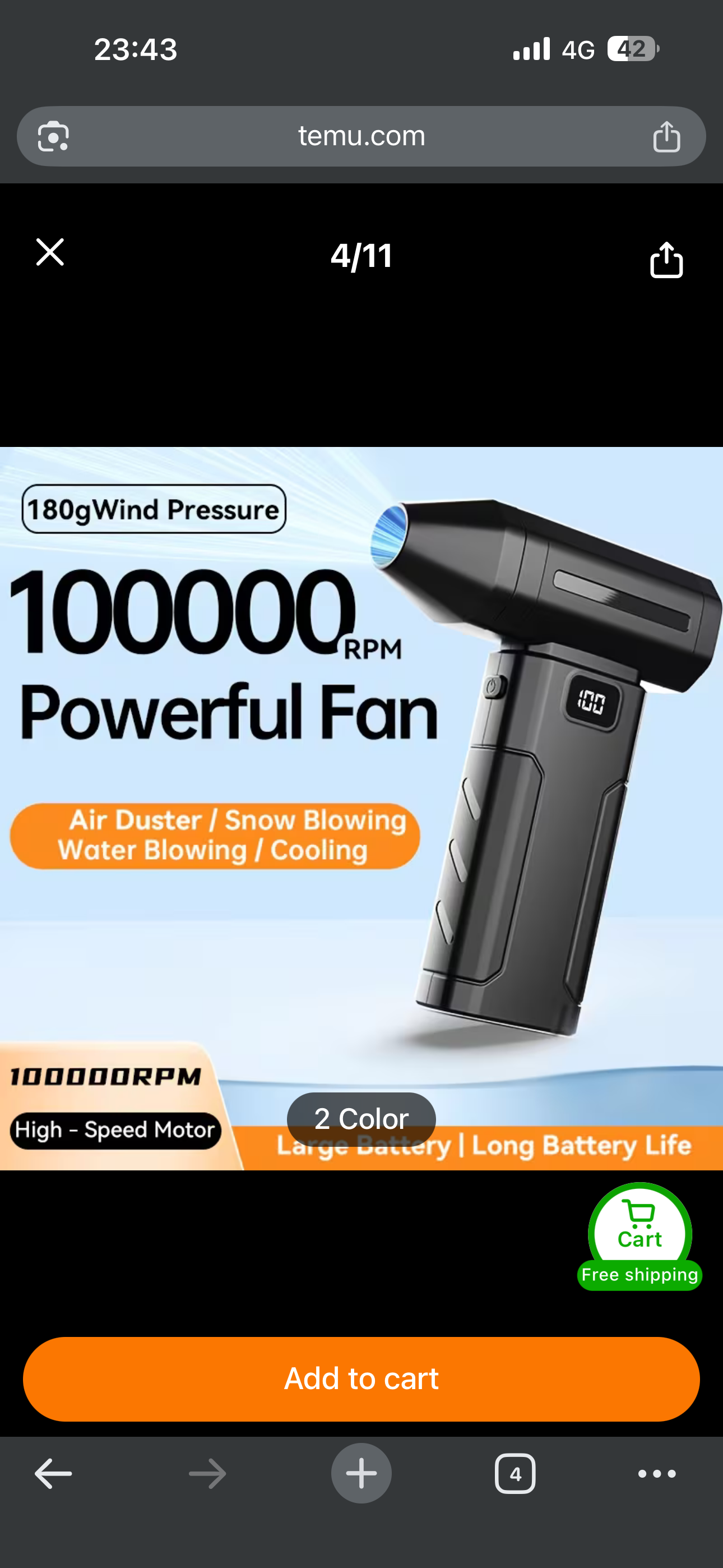 Mr Pro 1 Handheld USB Rechargeable Fan | 6-Speed High Pressure, 100K RPM Super Power Turbo Blower, 3000mAh Battery, Cooling Air Effect for Travel/Camping/Outdoor, Cordless with Electric Air Duster