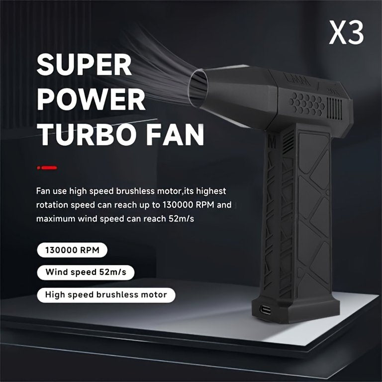 Mr Pro 1 Handheld USB Rechargeable Fan | 6-Speed High Pressure, 100K RPM Super Power Turbo Blower, 3000mAh Battery, Cooling Air Effect for Travel/Camping/Outdoor, Cordless with Electric Air Duster