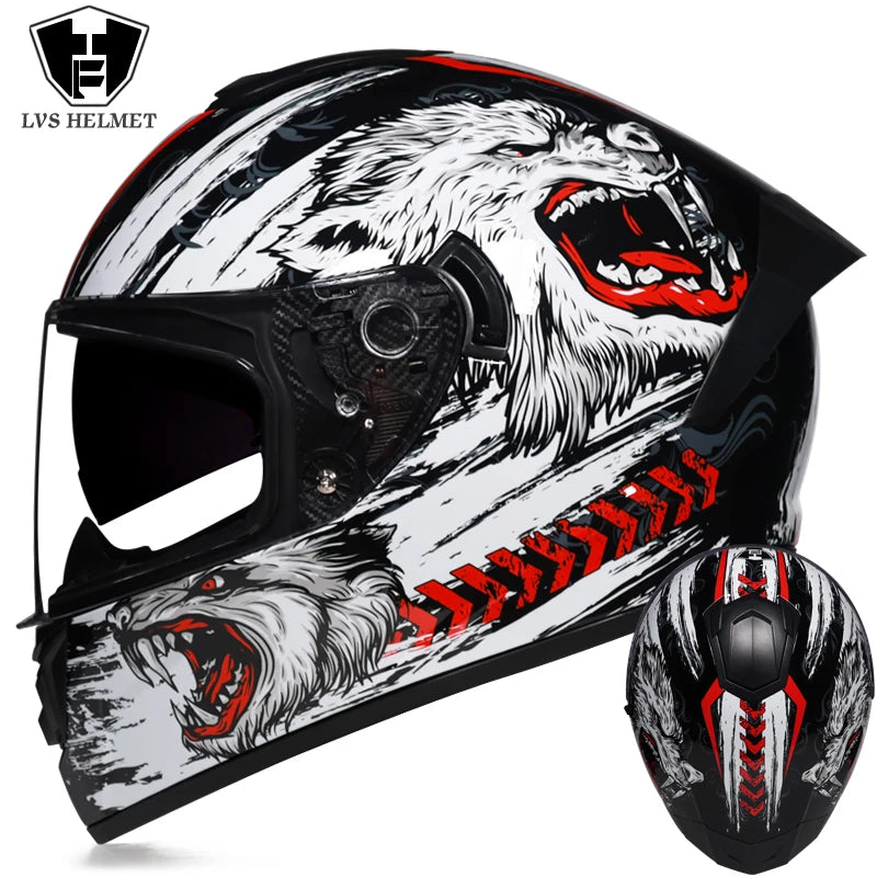 Full Face Racing Helmets Winter Warm Double Visor Motorcycle Helmet
