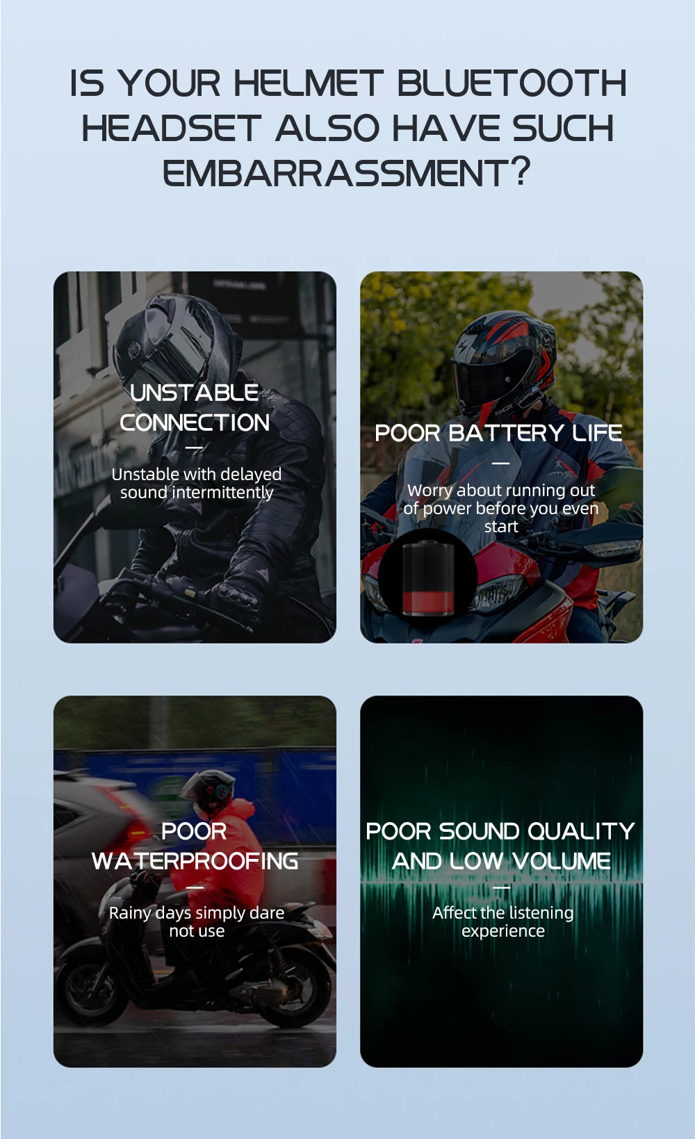 KEBIDUMEI 1/2x Motorcycle Intercom Headset Helmet BT 5.3 For 2 Riders intercommunicator 300M Waterproof Music Sharing Interphone