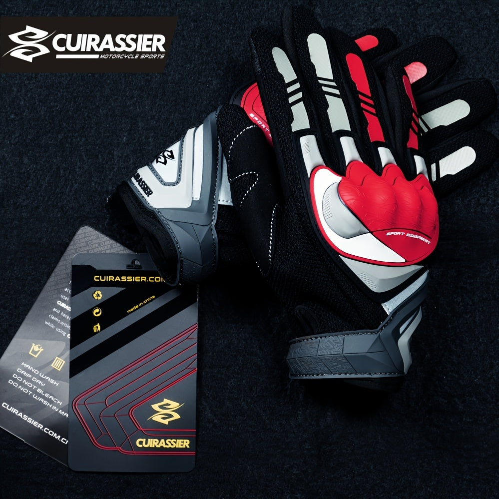 Full Finger Breathable Cuirassier Motorcycle Gloves with Night Reflective Touch Screen for Outdoor Riding Motorbike Scooter ATV