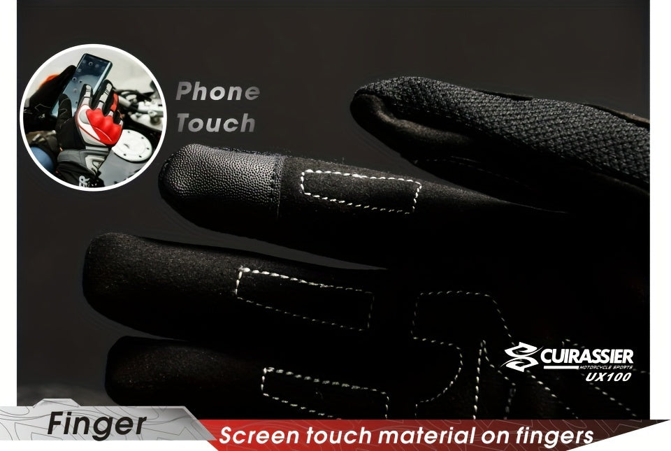 Full Finger Breathable Cuirassier Motorcycle Gloves with Night Reflective Touch Screen for Outdoor Riding Motorbike Scooter ATV