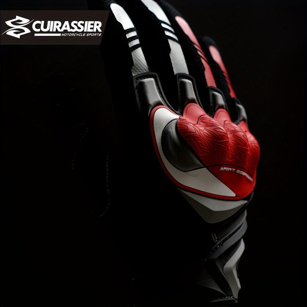 Full Finger Breathable Cuirassier Motorcycle Gloves with Night Reflective Touch Screen for Outdoor Riding Motorbike Scooter ATV