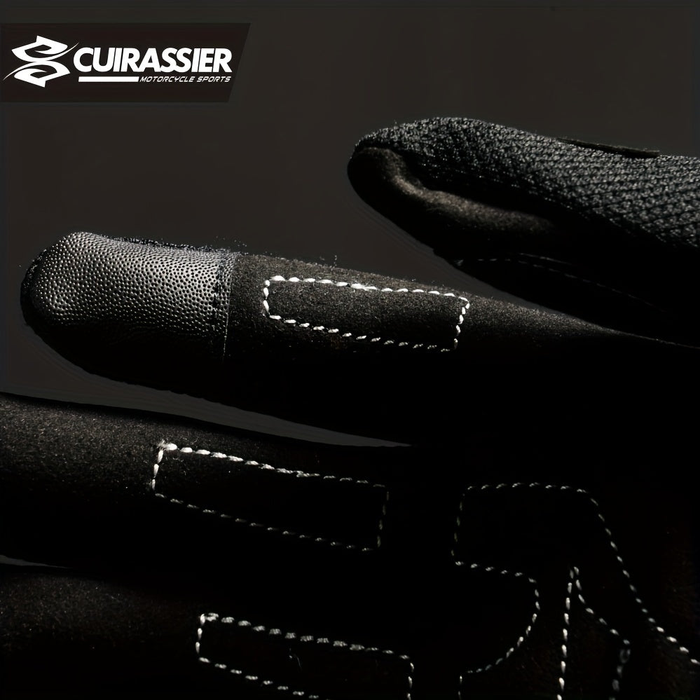 Full Finger Breathable Cuirassier Motorcycle Gloves with Night Reflective Touch Screen for Outdoor Riding Motorbike Scooter ATV